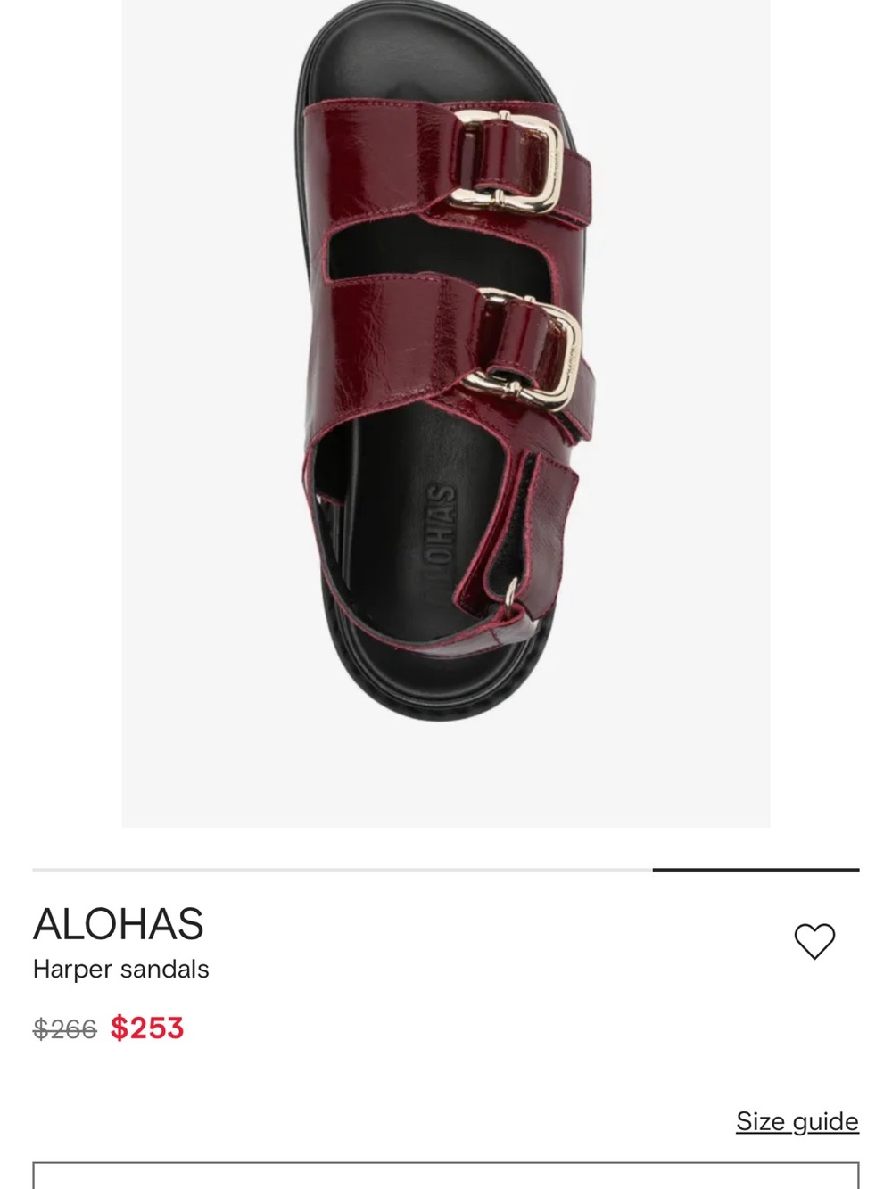 ALOHAS Harper Patent Double-Buckle Sandals in Burgundy with Gold Hardware
